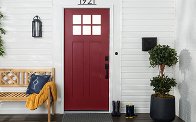 A front door in red